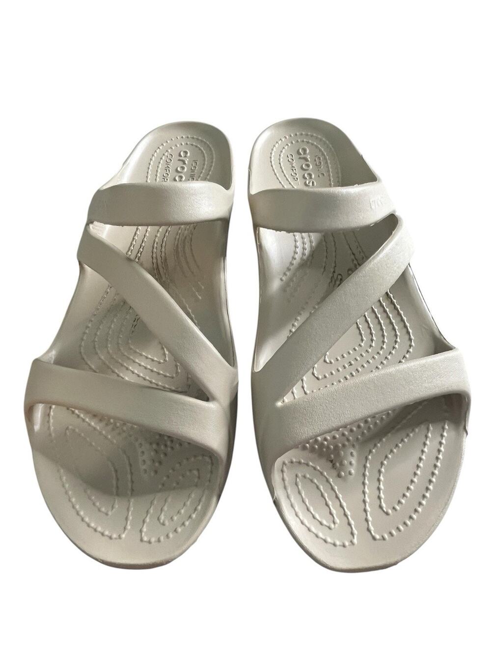 Crocs Kadee II 206756-2V3 Sandals Women's 11 Bone Slip On Slide Comfort